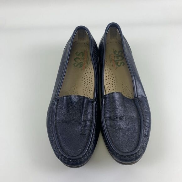 SAS Simplify Everyday Loafer Navy Blue Leather Moc Toe Slip On Womens Size 8.5 M - Picture 4 of 12